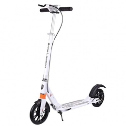Jasinto Kick Scooter for Adult Teen,Folding Lightweight Freestyle Kick Scooter,3 Height Adjustable Extra Wide Anti-Slip Deck,T-Bar Handlebar High Impact Commuter Scooter,220lbs Weight Capacity (White)
