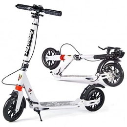 JYTB Adult Kick Scooter with Big Wheels Hand Disc Brake, Folding Dual Suspension Commuter Children Scooter, Safety, Adjustable Height - Supports 330 lbs (Color : White)