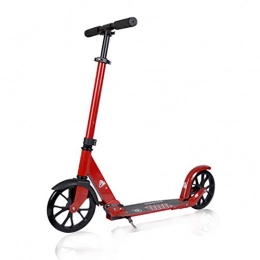 Kick Scooter for Adult Teens, Aluminium Alloy Commuter Scooter Adjustable Foldable, Big Wheels and Rear Fender Brake, Non-electric, 220 lbs Capacity (color : RED)