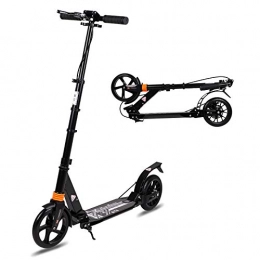 Guryon Scooter Kick Scooter with Disc Handbrake, Foldable Adjustable Handlebar Adult Push Scooter with Kickstand, Dual Brake System 200mm Wheels ABEC-7 Bearings for Boys Girls Adults Ages 8 9 10 11 12+ Gift (Black)