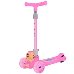 Kick Scooters 3 Wheels Kick Scooter Folding 5 Adjustable Height With Gravity Steering & Brake & Music For Children From 2 To 10 Year-Old quick release folding system (Color : Pink)