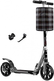 HAO KEAI Scooter Kick Scooters for Teens / Adults Scooters Adult Folding Adult Kick With Big Wheel & Hand Brakes 330 Lbs Capacity Dual Suspension Commuter With Storage Basket Kickstand And Bells ( Color : Black )