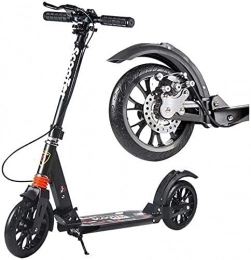 HAO KEAI Scooter Kick Scooters for Teens / Adults Scooters Adult Folding Kick For Adult Youth Kids - Big Wheels Hand Brake Deluxe Aluminum Glider Dual Suspension & Adjustable Height 330lbs Capacity ( Color : Black )