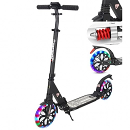 MAGJI Scooter Large Kick Scooter with Dual Suspension & Light-up Wheels, Freestyle Metal Scooter for Teens / Adults, Sport Scooter with Anti-Slip Deck