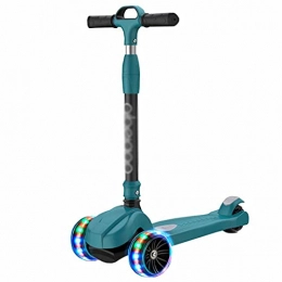 LJHBC Wheel Scooter Children 2-12 years old Three rounds of flash Adjustable height Portable design Children kick scooter Boy girl(Color:Blue)