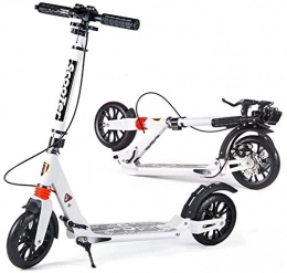 LLNZQ Scooter LLNZQ Adult scooter Adult Kick Scooter With Big Wheels Hand Disc Brake Folding Dual Suspension Commuter Scooters Adjustable Height - Supports 330 Lbs WJHCDDA (Color : White)