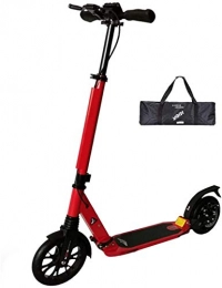 LLNZQ Scooter LLNZQ Adult scooter Adult Kick Scooter With Disc Handbrake And Big Wheels Folding Dual Suspension Commuter Scooter With Carry Bag - Supports 220lbs (Color : Red)