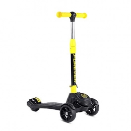 LMK Scooter LMK Scooter Outdoor Sports Scooter Kick, Folding Kick with Pu Wheel, Adjustable Handle, 264Lbs Capacity, Wide Pedal Board for 80-150Cm Height Adult Boy and Girl Toy Balance Car Mini, Red, Yellow