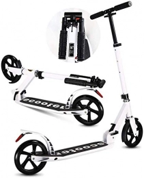 lqgpsx Scooter lqgpsx Adult Kick Scooter with Big Wheels - Folding Push Commuter Scooters - Adjustable T-Bar for Big Kids, Boys Girls - Supports 220lbs (Non electric) (Color : White)