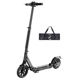 LXLA - Adult Kick Scooter Scooter LXLA - Adult Kick Scooter with Big Wheels and Disc Hand Brake, Folding Dual Suspension Commuter Scooter, Adjustable Height, Supports 220 lbs (Color : Black)