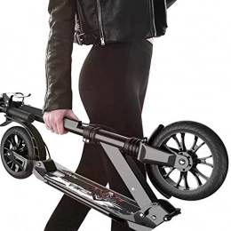 LXLA - Adult Kick Scooter Scooter LXLA - Adult Kick Scooter with Big Wheels and Disc Handbrake, Dual Suspension Folding Commuter Scooter with Carry Bag - Supports 220lbs (Color : Black)