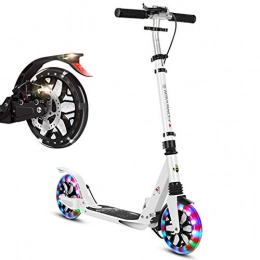 LXLA - Adult Kick Scooter Scooter LXLA Deluxe Kick Scooter for Adults / Kids, Folding Dual Suspension Push Scooter with Flashing Big Wheels and Hand Brake, Adjustable Height, Load 150 Kg (Color : White)