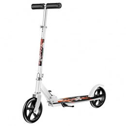 LXLA - Adult Kick Scooter Scooter LXLA Folding Adult Kick Scooter with Big Wheels (150kg / 300 Lbs), Adjustable Height Commuter Scooter, Birthday Gifts for Women / Men / Teens / Kids (Color : White)