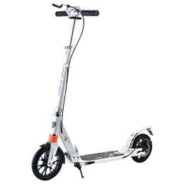 LXLA - Adult Kick Scooter Scooter LXLA Folding Adult Kick Scooter with Big Wheels and Disc Hand Brakes, Teens Children Adjustable Push Scooter for Pavement / Urban Community / Suburban, Load 220lbs (Color : White)