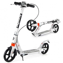 LXLA - Adult Kick Scooter Scooter LXLA Folding Adult Kick Scooter with Hand Brake, Big Wheels Dual Suspension Commuter Scooters, Adjustable Height - Supports 330 lbs (Color : White)