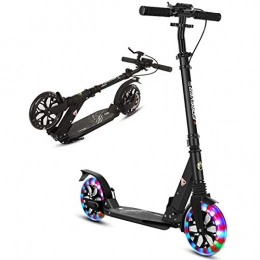 LXLA - Adult Kick Scooter Scooter LXLA Folding Kick Scooter for Adult Youth Kids, LED Big Wheel Scooter with Hand Brake and Dual Suspension, Adjustable Height, Gift for Boys & Girls