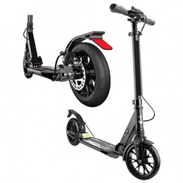 LXLA - Adult Kick Scooter Scooter LXLA Kick Scooter with 2 Big Wheels and Disc Hand Brake, Easy-Folding Adjustable Height Push Scooter for Adult Teens Commuting, Load 220 lbs (Color : Black)