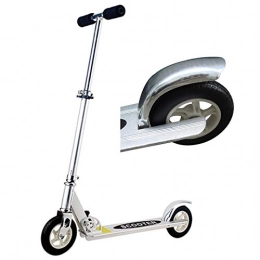 LXLA - Adult Kick Scooter Scooter LXLA Silver Adult Kick Scooter with Rubber Big Wheels, Portable Folding Glider Scooter, Adjustable Handle Bars & Rear Fender Brake, Birthday Gifts for Kids 8 Years Old and Up
