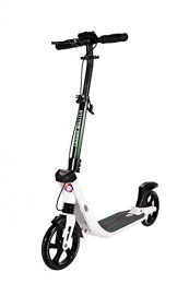 Mad Wheels Urban Master Kick Scooter with Dual Suspension, 2 Big Wheels 1 second folding Adjustable Height for City Urban Riders, (White)