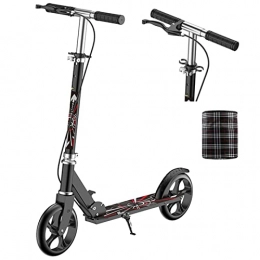 MAGJI Scooter MAGJI Black Kick Scooter with Handlebar Brake & Basket, Commuter Scooter for Adults / Youth, Lightweight Scooters with Big Wheels, Easy to Fold