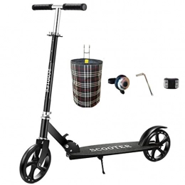 MAGJI Scooter MAGJI Commuter Kick Scooter with Basket / Kickstand / Bell, Durable Sport Scooter for Riders Up to 330 Lbs, Folding Scooters with Non-Slip Deck