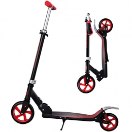 MAGJI Scooter MAGJI Folding Kick Scooter for Children / Youth / Adult, Lightweight Compact Scooters with Brake & Non-slip Grips, Black & Red Commuter Scooter