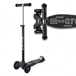 Micro Scooter Micro Maxi Deluxe Scooter Black / Grey 5-12 Years Adjustable Stem Raised Deck Boy Girl 3 Wheeled