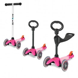 Micro Scooter Micro Scooter 3 In 1 Pink Mini Classic 3 Wheeled Adjustable Ride On With Seat And O Handle Bar For Girls Boys Kids Child