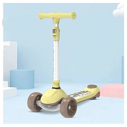 YUNLILI Scooter Multi-purpose Children's scooter can be folded and adjusted in height with one button suitable for boys and girls aged 3-12. Safe load-bearing widened and thickened flashing pu front wheel load-bearin
