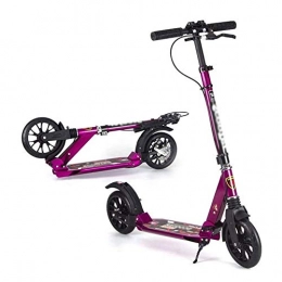LYC Scooter Outdoor Riding Portable Scooter-Adult Kick Scooter with Big Wheels Hand Disc Brake, Folding Dual Suspension Commuter Scooters, Adjustable Height - Supports 330 Lbs (Color : Purple)