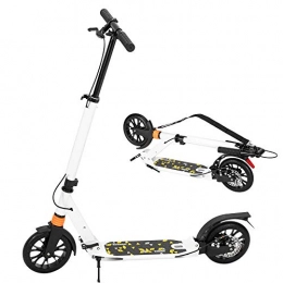 daremen Scooter Push Scooters Two Big Wheels Folding Kick Scooters with Carry Strap, Disc and Rear Dual Brakes, Height-Adjustable Scooter for Adults Teens (white)