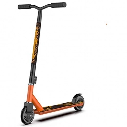 QWET Scooter QWET Two-Wheeled Pedal Scooter, 360°Rotating Grooved Chassis Design, Matte Non-Slip Pattern, High-Strength Steel Brake Pads Scooter, Pu Tires, Orange, B