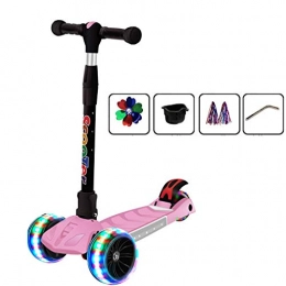 rff 4-wheel Kick Scooter For Children Aged 2-14 Using Height Adjustable Foldable LED Light Wheel To Support Multi-color Within 80 Kg Weight (Color : A)