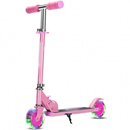  Scooter Scooter Pro Scooters For Teens Foldable Boy Scooters, Portable Girl Kick Scooter, Scooter With Flashing Wheels (Color : Pink, Size : 64 * 32 * 60-82cm)