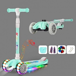 BYOUQ Scooter Scooters For Kids Scooters 3 Wheel For Toddler Scooter For Girls Boys 4 Adjustable Height Lean To Steer With Wide Deck PU Flashing Wheels With Music For Children 3 To 12 Years Old