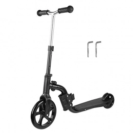SunshineFace 2- in- 1 Toddler 2 Wheel Ride- On Kick Scooter Adjustable Height T Handle for Age 3-12Black