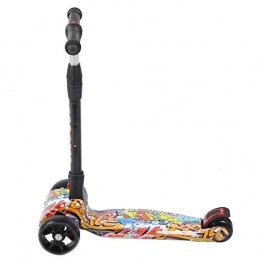 T best Scooter T best Children Folding Scooter, Gling Children Graffiti Folding Scooter Four-wheel Flash One-key Foldable Increasing Version(Colorful graffiti folding style)