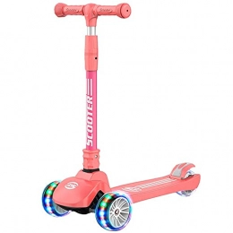 WHOJS Scooter WHOJS Wheel Scooter 3-wheel children's scooter With flashing wheel Collapsible Height adjustment Suitable for over 3 years old Boy and girl Lightweight Construction(Color:Pink)