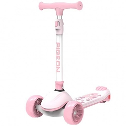 WHOJS Scooter WHOJS Wheel Scooter 3 Wheel Scooter Height Adjustable Foldable Steer Kick Scooter With Flashing PU Wheel 59-78cm Lightweight Construction(Color:Pink)