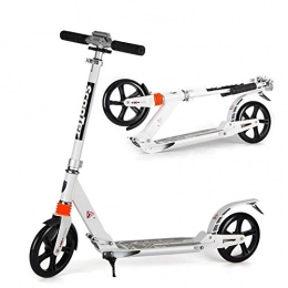 WHOJS Scooter WHOJS Wheel Scooter Big wheel scooter Easy folding Durable push scooter Bearing 100kg Adult / youth Suitable for over 10 years old Lightweight Construction (Color : White)