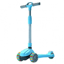 WHOJS Scooter WHOJS Wheel Scooter Widen flash wheel Height adjustable Smart gravity steering Can bear 60kg Children's scooter for 2-12 years old use The best Lightweight Construction(Color:Blue)