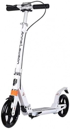 XBSLJ Scooter XBSLJ Kick Scooter, Kids Scooter Big Wheels Dual Suspension Folding with PU Big Wheels with Hand Brake Height Adjustable for Teens and Adults-White