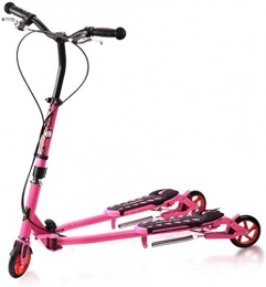 XBSLJ Scooter XBSLJ Kick Scooter, Kids Scooter Swing Scooter Winged Speeder Folding Pu Wheel Adjustable Height Kick with Double Rear Brake Boy and Girl Balance Car-Pink