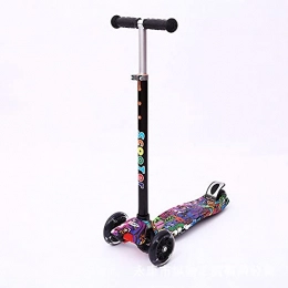 XCVMKH Scooter XCVMKH Scooter Fashion Graffiti Scooter Height Adjustable Steering Flashing Wearable PU Wheel 3 Wheel Tilt Steering Scooter Suitable for Children Boys and Girls Three Wheel Scooters