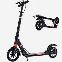 XYEJL Scooter XYEJL Adult Scooter - Two Wheel Aluminum Alloy - Folding Sport Kick Scooters for Teens Boys - Adjustable Height Dual Suspension with Hand and Foot Brakes, Black