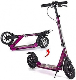 YAOJIA Scooter YAOJIA Foldable Kick Scooters Foldable Adult Scooter | Lightweight Portable Push Scooter With 4 Levels Of Height Adjustment Handle | 200mm Big Wheels For Adults Teens Ages 12+ (Color : Purple)