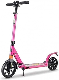 YAOJIA Scooter YAOJIA Foldable Kick Scooters Folding Kick Scooters Disc Brakes For Kids Ages 6-12，130-185Cm Height Adjustable， Wheel Intelligent Steering Kick With Foot Brake, 100Kg Load (Color : Pink)