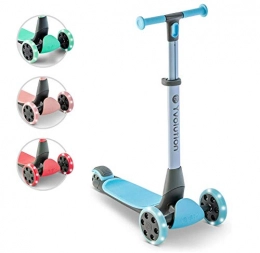 Yvolution Scooter Yvolution Y Glider Nua | Three Wheel Foldable Kick Scooter for Kids with Storage Accessory for Children Ages 3+ Years… (Blue)