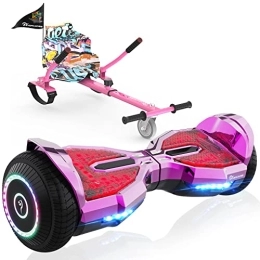 EVERCROSS  EVERCROSS Hoverboards and Kart Bundle, 6.5'' Hover Boards with Seat Attachment, Self Balancing Scooter with APP & Bluetooth Speaker, LED Lights, Hoverboards for Kids & Adults (BLACK+CARBON)