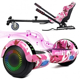 FLYING-ANT Scooter FLYING-ANT Hoverboard with Seat Attachment, 6.5" Two-Wheel Hoverboards with Bluetooth Speaker and Colorful Lights, Hoverboard with Go Kart for Kids Gift
